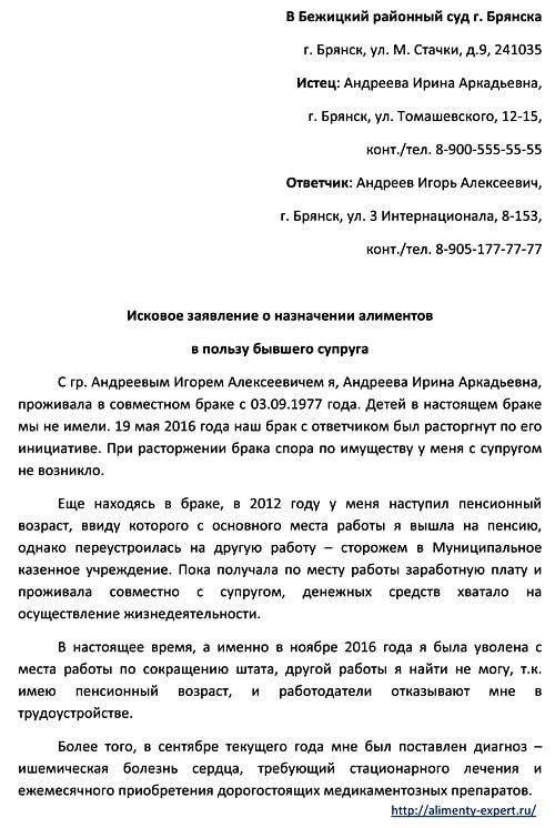 Документы, необходимые для подачи заявления о выплате алиментов на содержание супруга в России